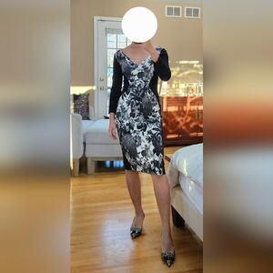 XS Stella McCartney Black White Long Sleeved Bodycon Sheath Dress Preloved